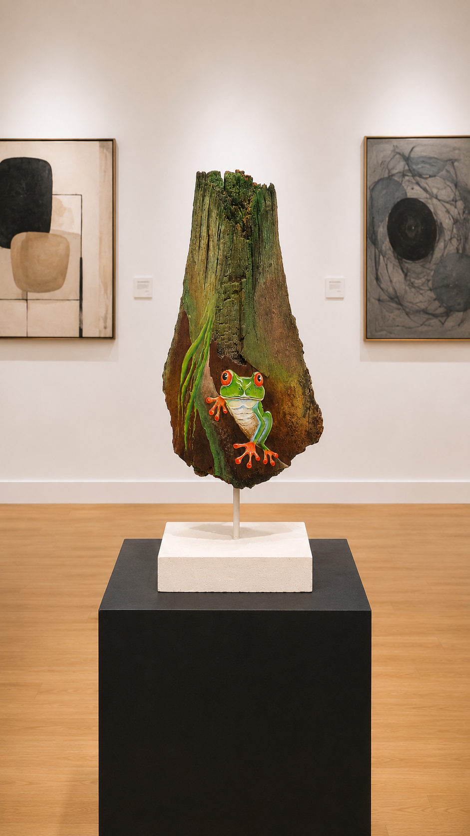 Esculturas art brut y arte povera sobre materiales organicos